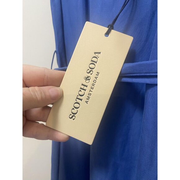 Scotch & Soda Dress Womens Small Blue Maxi Ruffle Strap Tie Back Tiered Hem - Picture 3 of 5